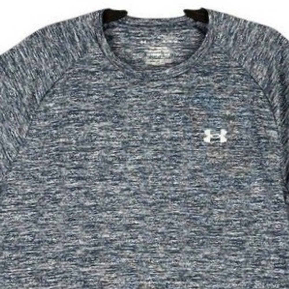 Under Armour Tech Tee Mens XL Blue Space Dye Heather Performance Gym Shirt